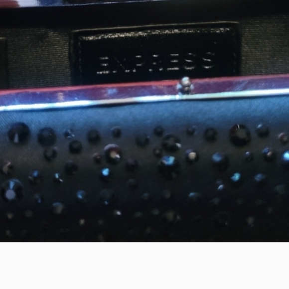 Express Black Satin & Rhinstone Kuckle Clutch - Picture 7 of 7